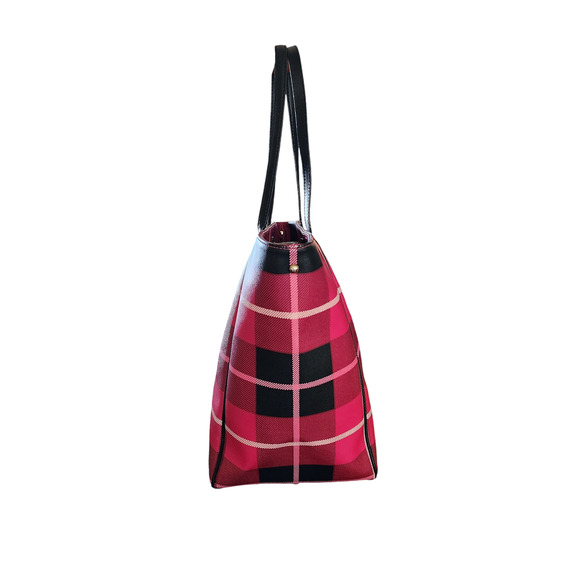 Kate Spade Ellison Avenue Sidney Tote Bag, Plaid Snapdragon Pink and wallet - Picture 6 of 15